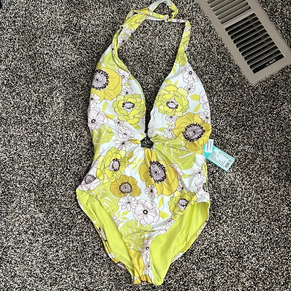 Seafolly Summer of Love Plunge One-Piece Wild Lime, NWT - Picture 1 of 7